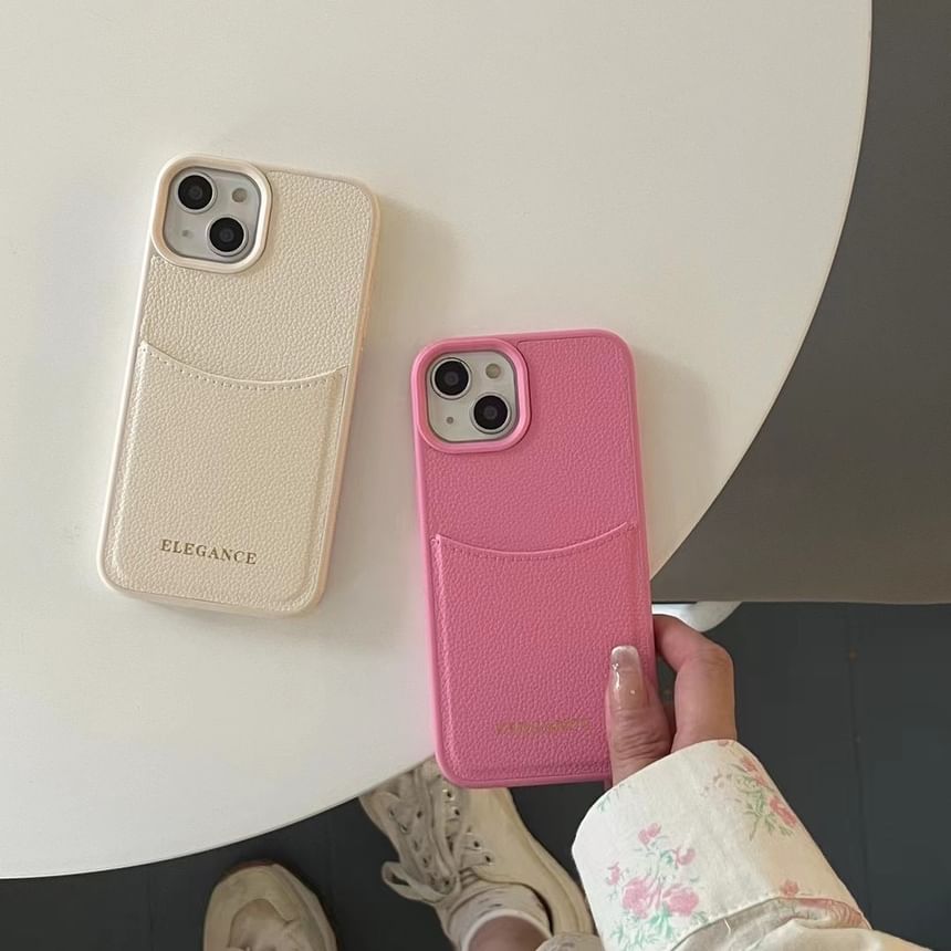 Holder Card Case Leather Phone Faux Lettering