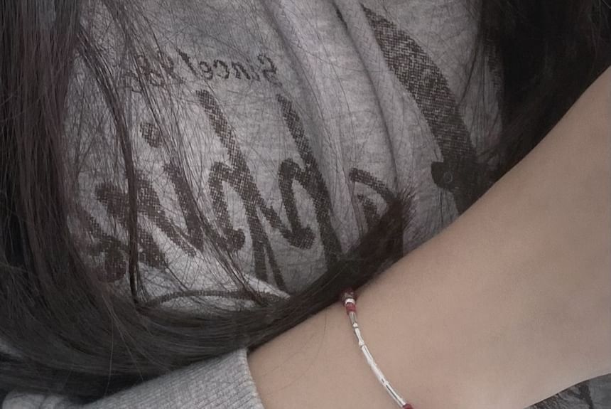 String Agate Bracelet Silver Bead Sterling