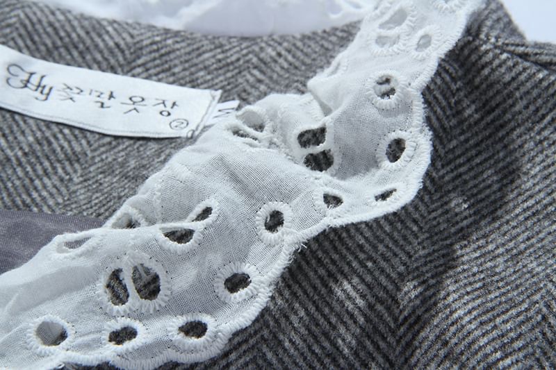 Eyelet Lace Cuff Button-Up Jacket