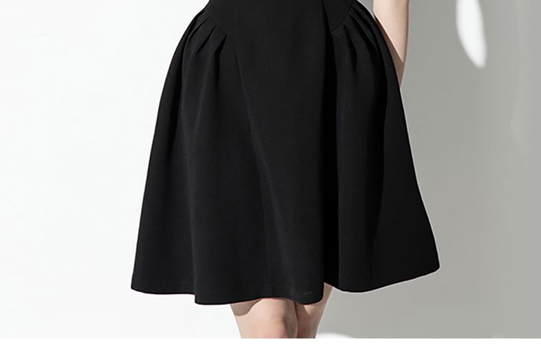 Sleeveless V-Neck Floral Plain Mini A-Line Dress