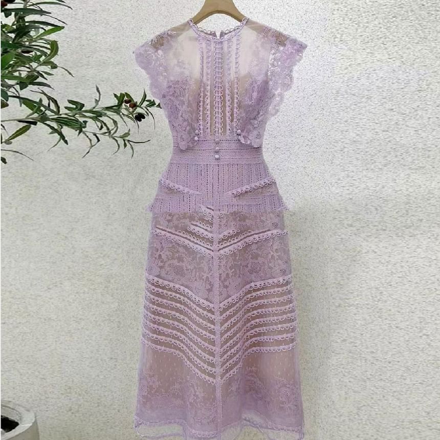 Sleeveless Mini A-Line Lace Dress