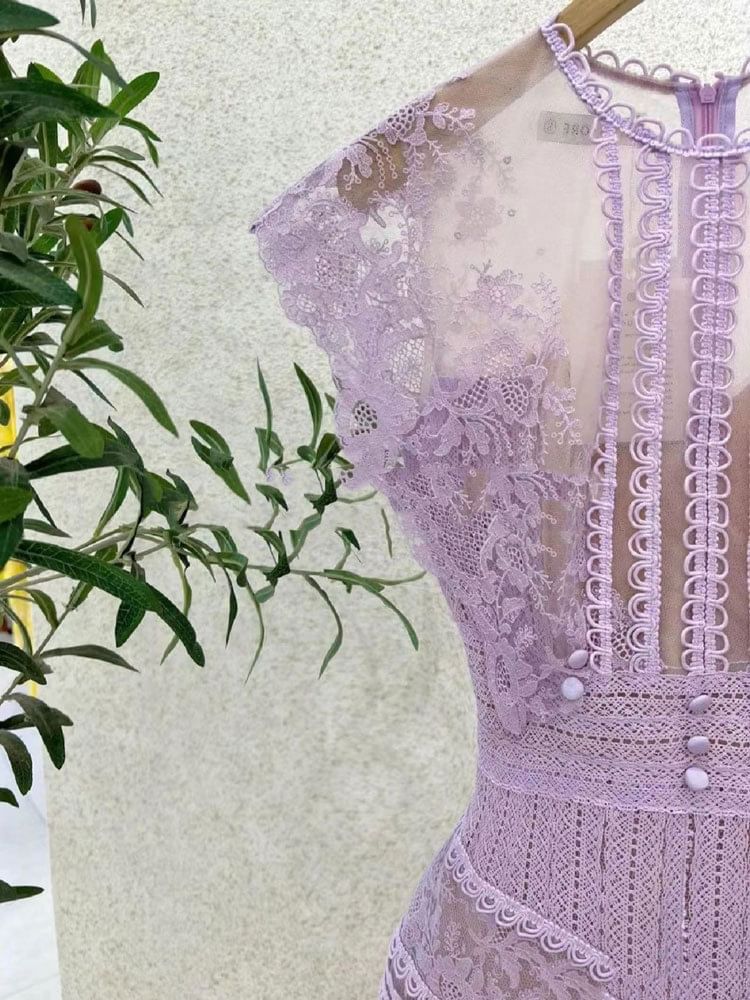 Sleeveless Mini A-Line Lace Dress