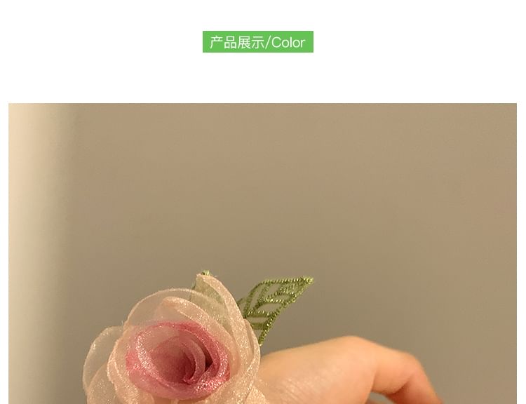 Faux Hair Scrunchie Tie Mesh Pearl Clip Designs) (Various Rose /