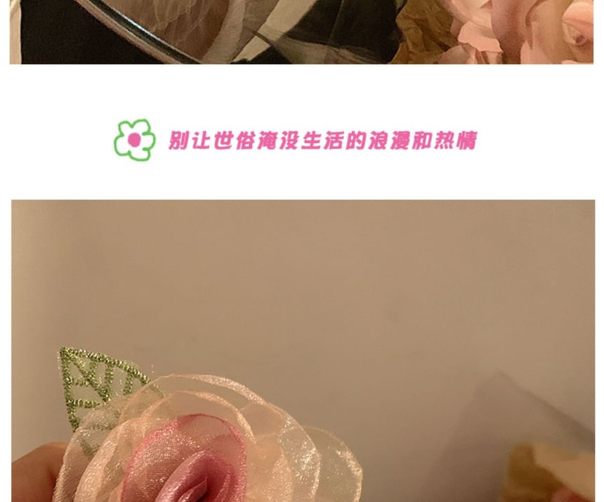 Faux Hair Scrunchie Tie Mesh Pearl Clip Designs) (Various Rose /