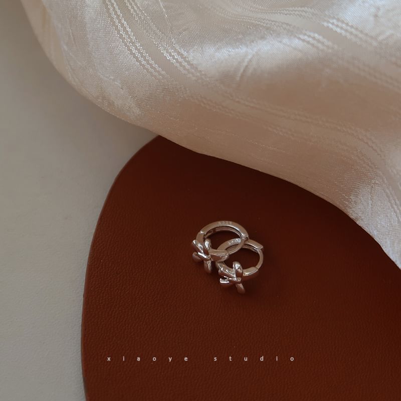 Silver Huggie Bow Sterling Earring