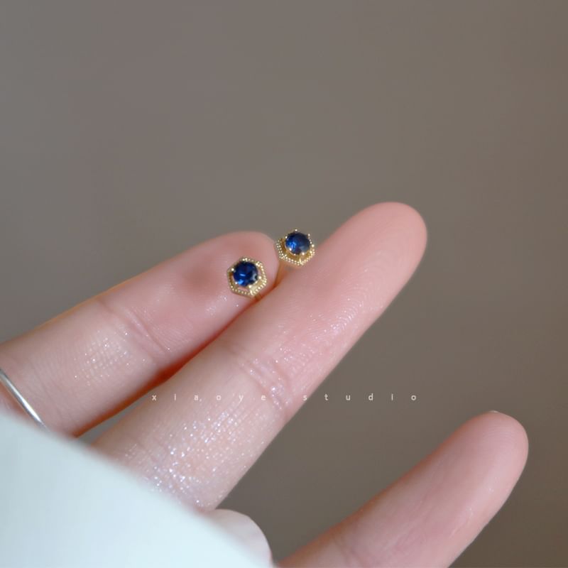 Rhinestone Stud Earring Sterling Silver