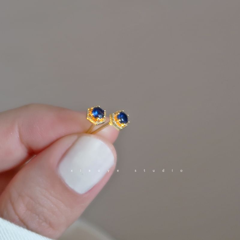 Rhinestone Stud Earring Sterling Silver