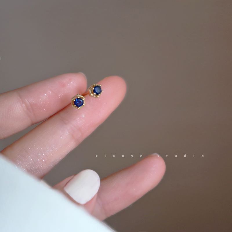 Rhinestone Stud Earring Sterling Silver