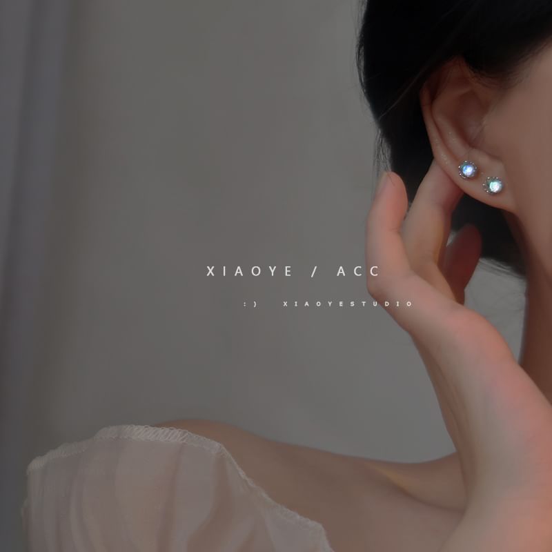 Gemstone Sterling Earring Stud Silver Faux