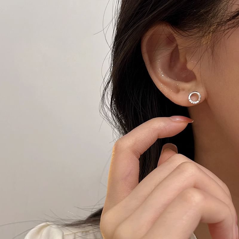 Earring Rhinestone Designs) Geometric Stud Silver Sterling (Various