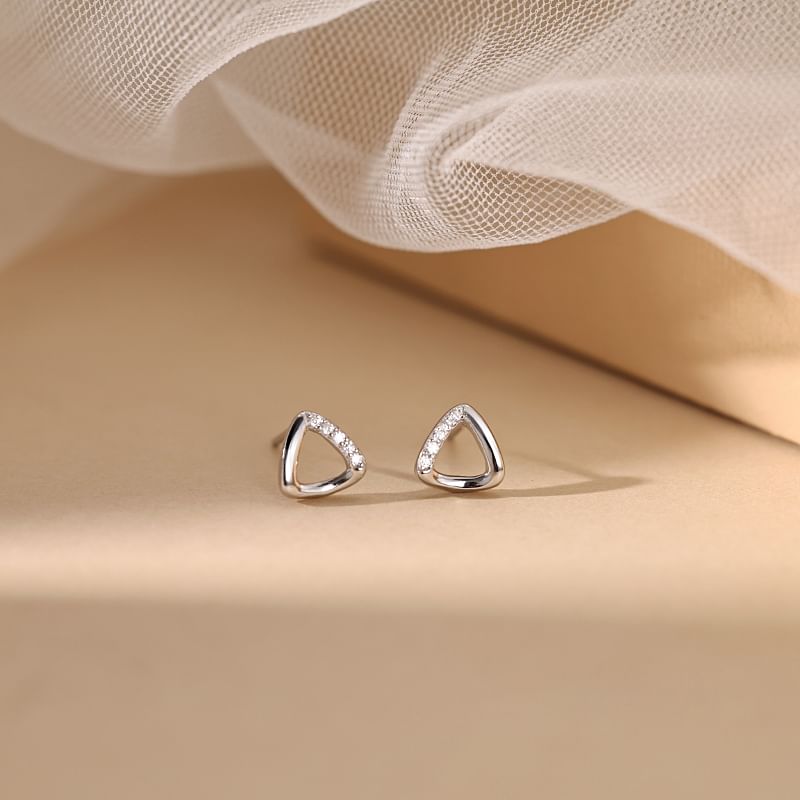 Earring Rhinestone Designs) Geometric Stud Silver Sterling (Various