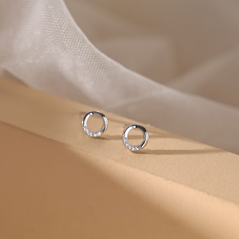 Earring Rhinestone Designs) Geometric Stud Silver Sterling (Various