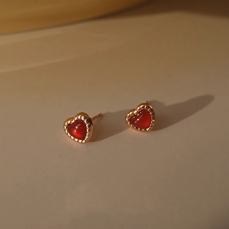 Earring Sterling Heart Stud Silver