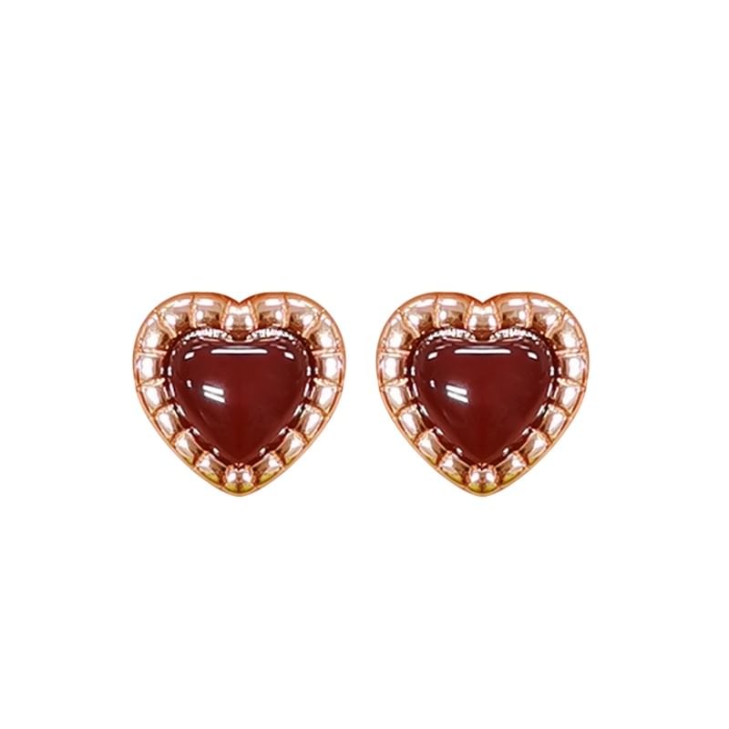 Earring Sterling Heart Stud Silver