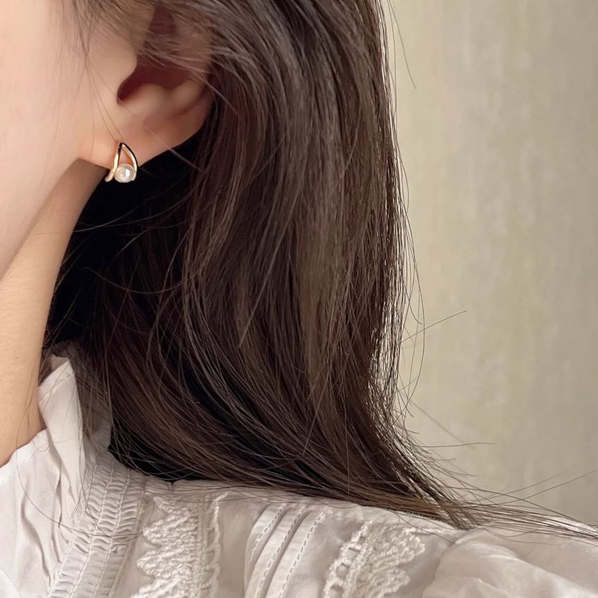 Earring Silver Pearl Sterling Faux Stud