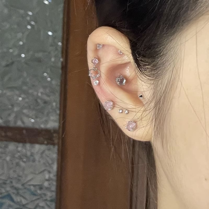 Faux Silver Earring Sterling Gemstone Barbell