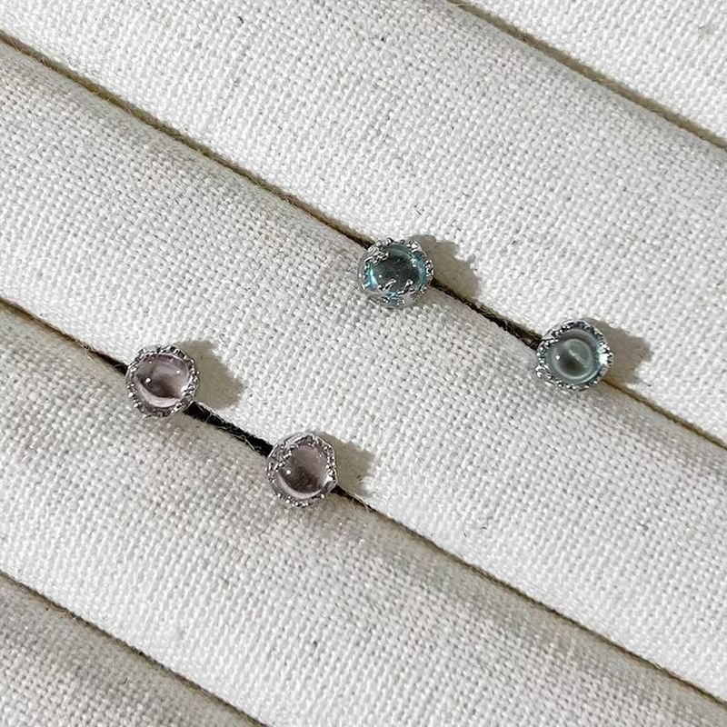 Faux Silver Earring Sterling Gemstone Barbell
