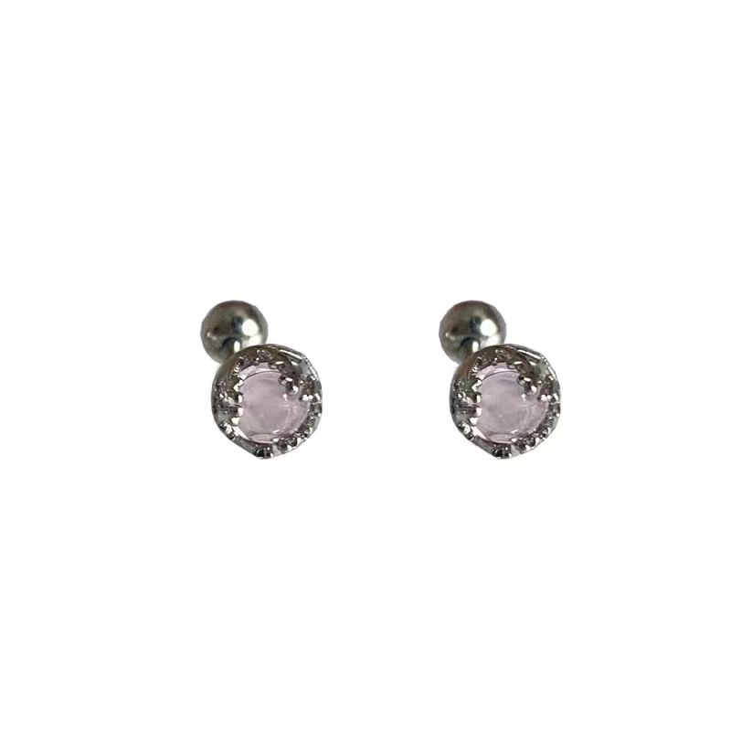 Faux Silver Earring Sterling Gemstone Barbell