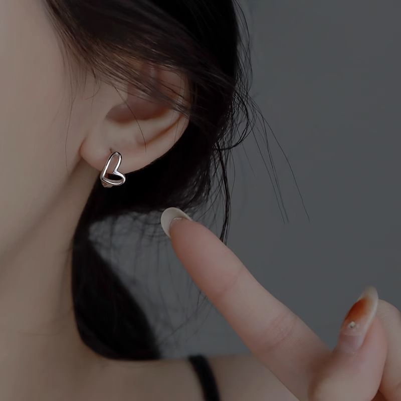 Huggie Silver Sterling Heart Earring