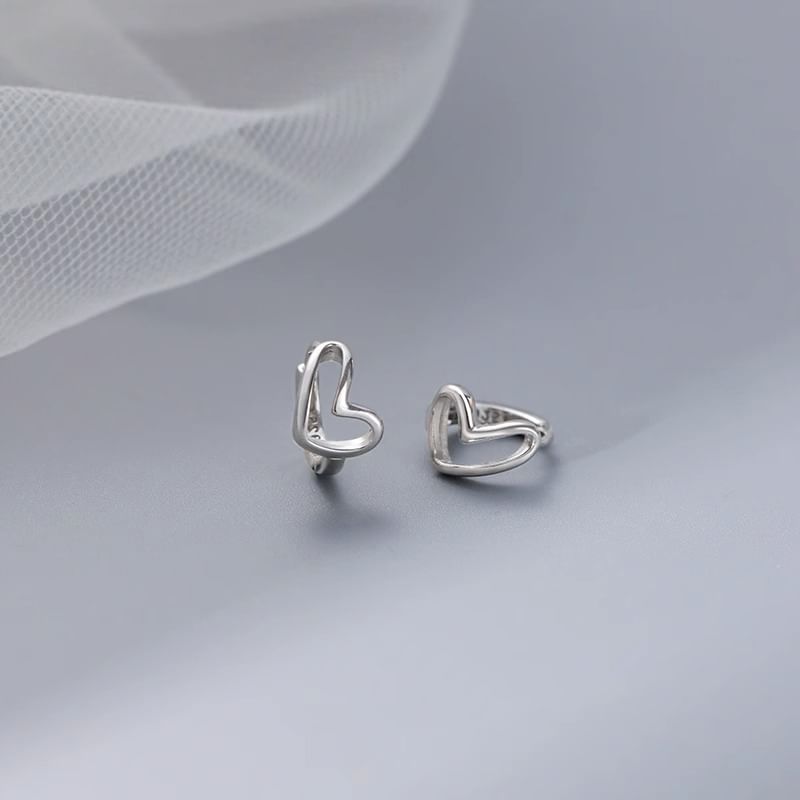 Huggie Silver Sterling Heart Earring