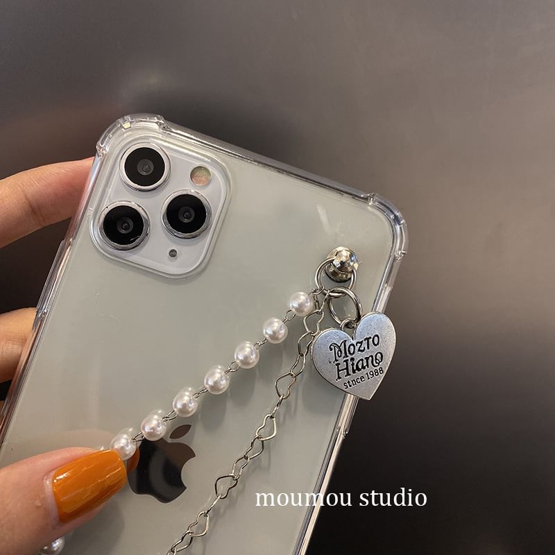 Pearl Phone Faux Heart Case Strap