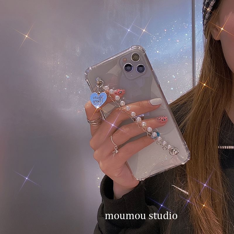Pearl Phone Faux Heart Case Strap