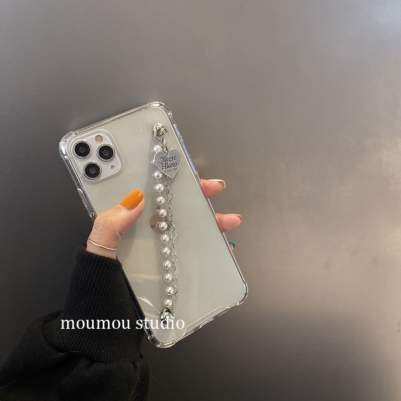 Pearl Phone Faux Heart Case Strap