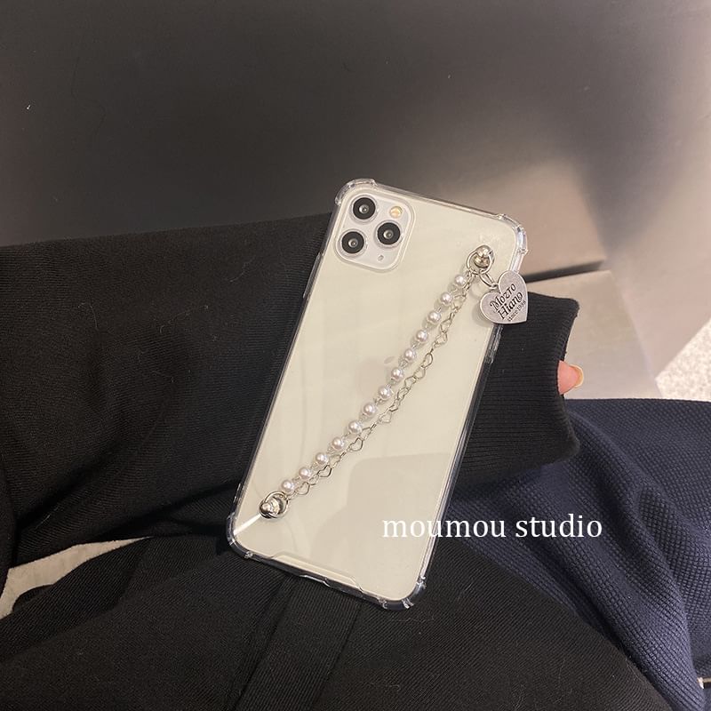 Pearl Phone Faux Heart Case Strap