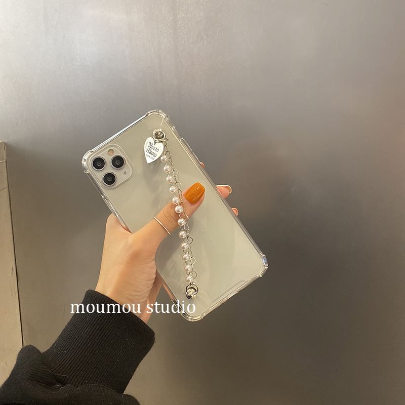 Pearl Phone Faux Heart Case Strap