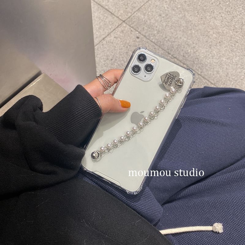 Pearl Phone Faux Heart Case Strap