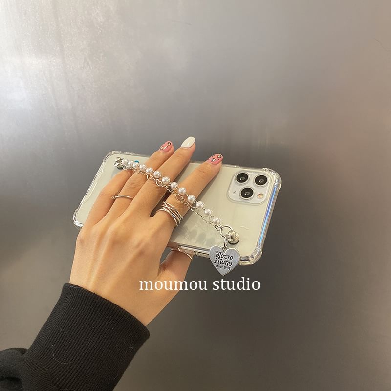Pearl Phone Faux Heart Case Strap