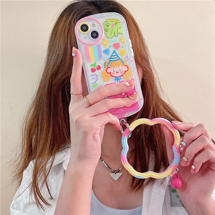 Strap Pad Phone with Wavy Hoop Lanyard