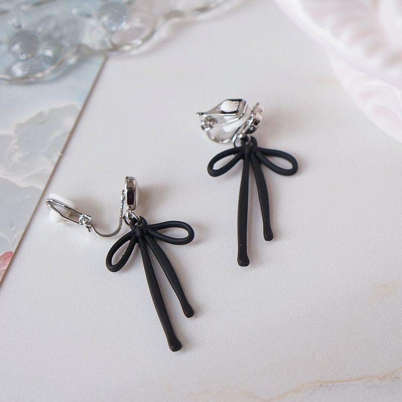 Heart Bow Earring Alloy Drop