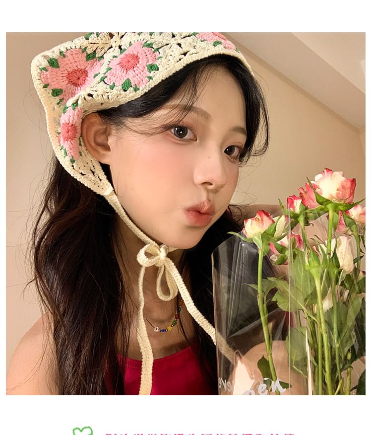 Lace Crochet Floral Scarf