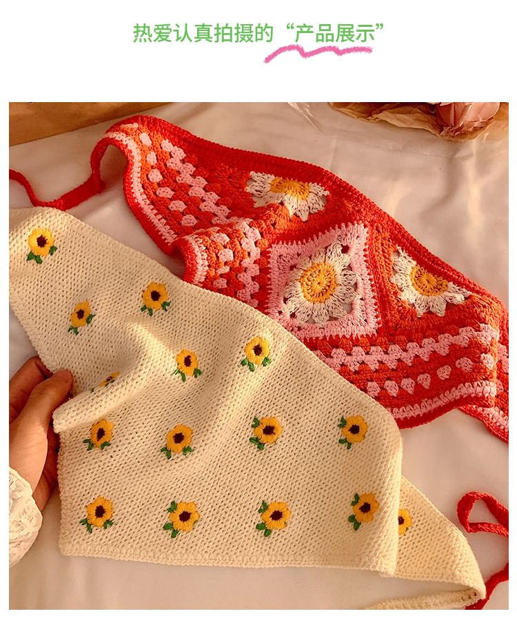 Lace Crochet Floral Scarf