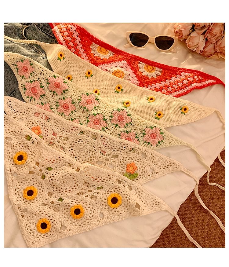 Lace Crochet Floral Scarf