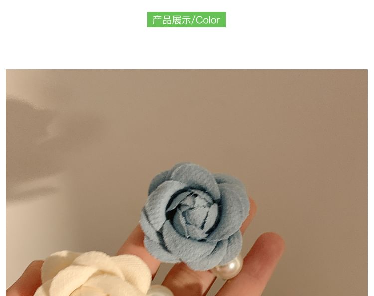 Faux Hair Clip Pearl Fabric Floral