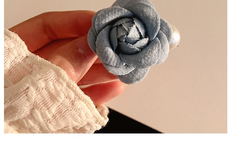 Faux Hair Clip Pearl Fabric Floral