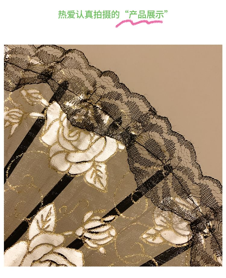 Hand Lace (Various / Set Floral Designs) Foldable Choker Fan