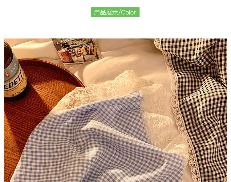 Plaid Triangle Scarf (Various Trim Lace Head Designs)