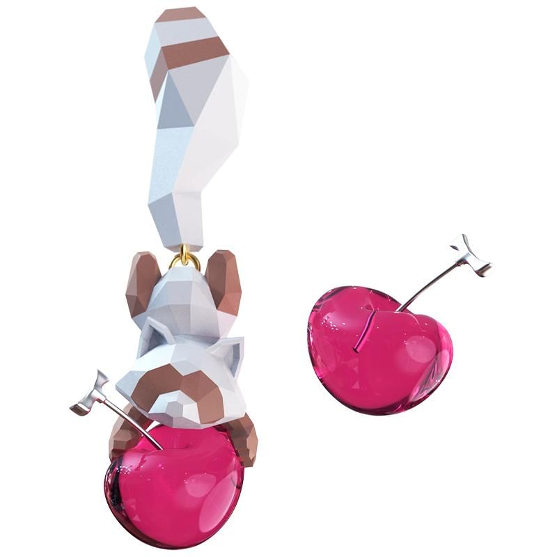 Cherry / Clip-On Raccoon Earring Stud Ear
