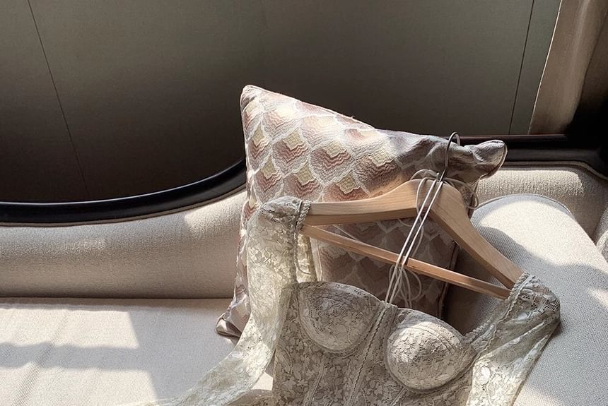 Long-Sleeve Square-Neck Mini A-Line Lace Dress