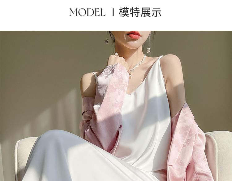 Spaghetti Strap V-Neck Plain Maxi A-Line Dress