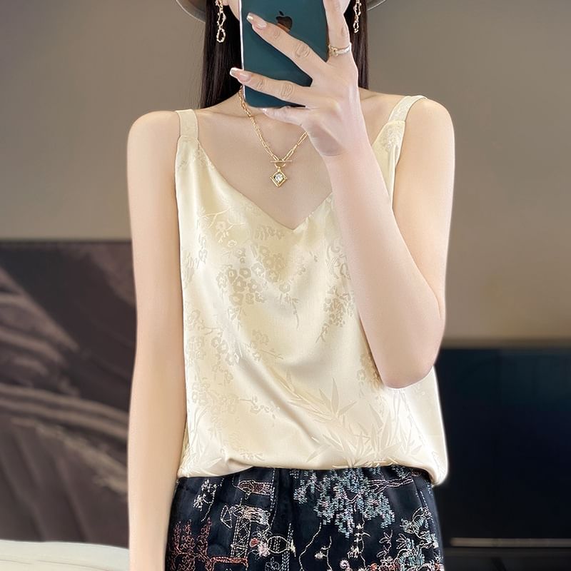 V-Neck Satin Tank Top