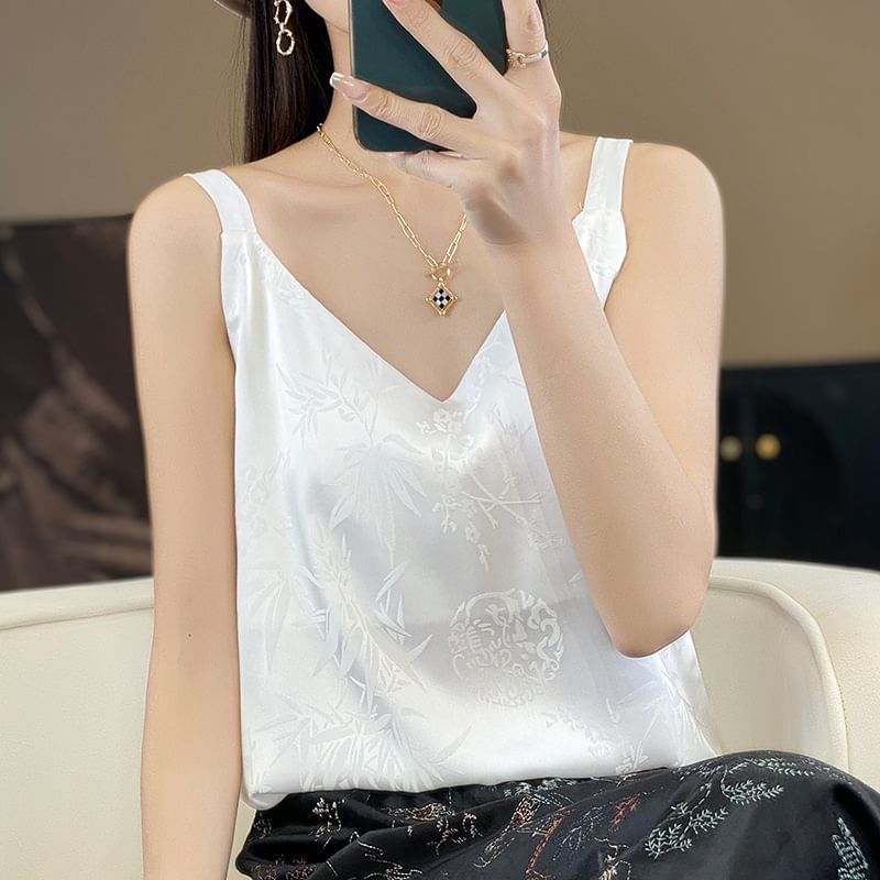 V-Neck Satin Tank Top