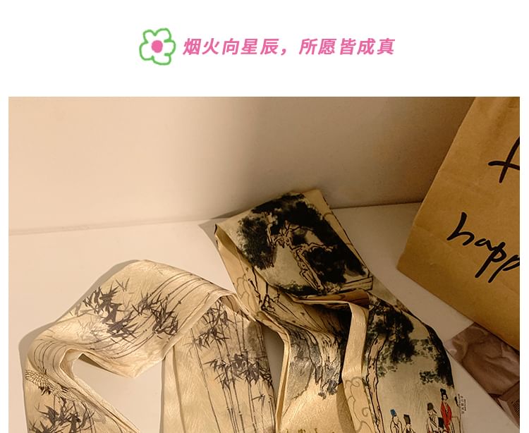 Print Scarf Tie Narrow Hair