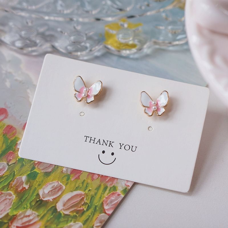 Stud Earring Butterfly / Floral Alloy