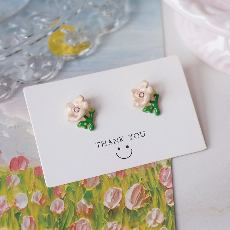 Stud Earring Butterfly / Floral Alloy