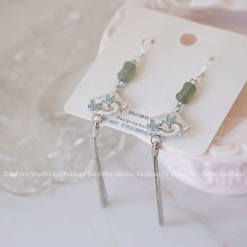 Gemstone Alloy Fan Earring Dangle Faux
