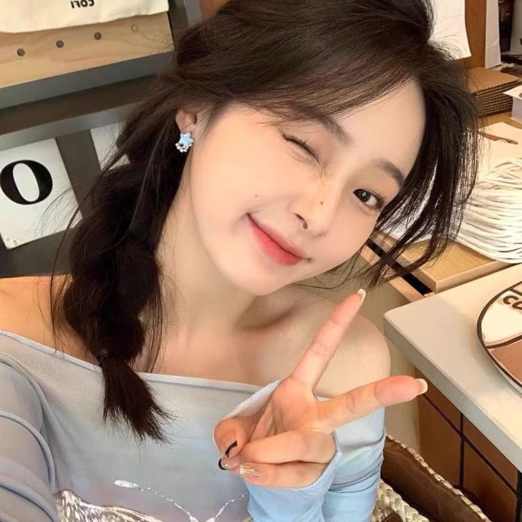 Alloy Moon Earring Stud Star Asymmetrical